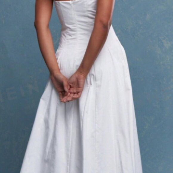 Corset Bust Pleated Strapless Bandeau Maxi Dress with Pockets - Picture 4 of 9